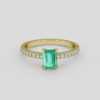 0.97 Ct. Emerald Ring, 18K Yellow Gold 1