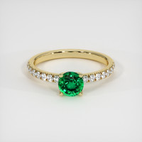 0.66 Ct. Emerald Ring, 18K Yellow Gold 1