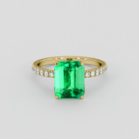 3.47 Ct. Emerald Ring, 18K Yellow Gold 1