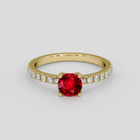 0.74 Ct. Ruby Ring, 18K Yellow Gold 1