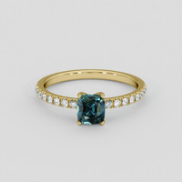 1.01 Ct. Greenish Blue Sapphire Ring, 18K Yellow Gold 1
