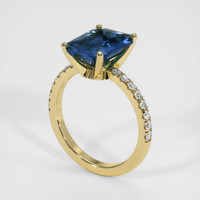 4.27 Ct. Blue Sapphire Ring, 18K Yellow Gold 2
