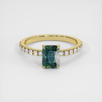 1.58 Ct. Bluish Green Sapphire Ring, 18K Yellow Gold 1