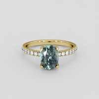 1.98 Ct. Bluish Green Sapphire Ring, 18K Yellow Gold 1