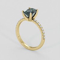 1.98 Ct. Bluish Green Sapphire Ring, 18K Yellow Gold 2