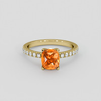 2.19 Ct. Orange Sapphire Ring, 18K Yellow Gold 1