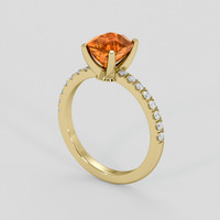 2.19 Ct. Orange Sapphire Ring, 18K Yellow Gold 2