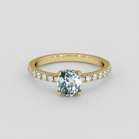 1.02 Ct. Bluish Green Sapphire Ring, 18K Yellow Gold 1
