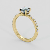 1.02 Ct. Bluish Green Sapphire Ring, 18K Yellow Gold 2