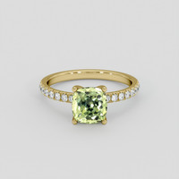 2.09 Ct. Yellowish Green Sapphire Ring, 18K Yellow Gold 1