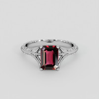1.95 Ct. Red Garnet Ring, Platinum 950 1