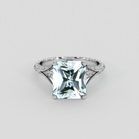 4.33 Ct. Blue Aquamarine Ring, Platinum 950 1