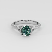 1.22 Ct. Bluish Green Sapphire Ring, Platinum 950 1