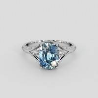 3.14 Ct. Greenish Blue Sapphire Ring, Platinum 950 1