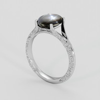 2.48 Ct. Black Sapphire Ring, Platinum 950 2