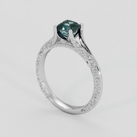 1.25 Ct. Greenish Blue Sapphire Ring, Platinum 950 2