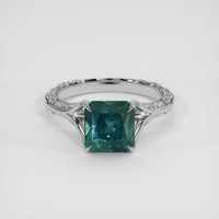 3.71 Ct. Bluish Green Sapphire Ring, Platinum 950 1