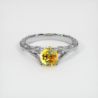 0.89 Ct. Orangish Yellow Sapphire Ring, Platinum 950 1