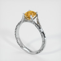 0.89 Ct. Orangish Yellow Sapphire Ring, Platinum 950 2