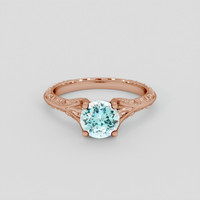 1.46 Ct. Greenish Blue Sapphire Ring, 14K Rose Gold 1