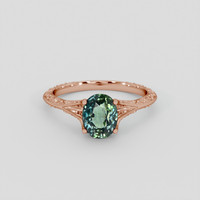 2.50 Ct. Bluish Green Sapphire Ring, 14K Rose Gold 1