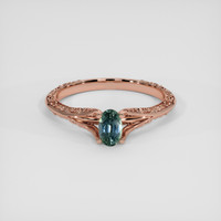 0.67 Ct. Greenish Blue Sapphire Ring, 14K Rose Gold 1