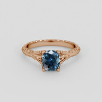 1.41 Ct. Greenish Blue Sapphire Ring, 18K Rose Gold 1