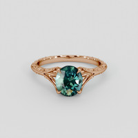 3.01 Ct. Greenish Blue Sapphire Ring, 18K Rose Gold 1