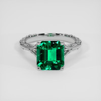 2.94 Ct. Emerald Ring, Silver 1