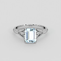 1.57 Ct. Blue Aquamarine Ring, Silver 1