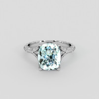 3.38 Ct. Blue Aquamarine Ring, Silver 1
