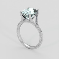 3.38 Ct. Blue Aquamarine Ring, Silver 2