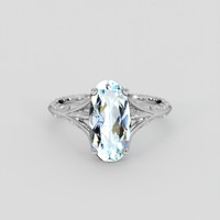 1.78 Ct. Blue Aquamarine Ring, Silver 1