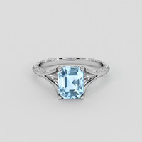 2.04 Ct. Blue Aquamarine Ring, Silver 1