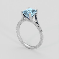 2.04 Ct. Blue Aquamarine Ring, Silver 2