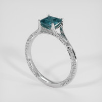 1.12 Ct. Greenish Blue Sapphire Ring, Silver 2
