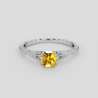1.01 Ct. Orangish Yellow Sapphire Ring, Silver 1