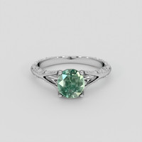 2.00 Ct. Bluish Green Sapphire Ring, Silver 1
