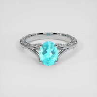 1.38 Ct. Greenish Blue Paraiba Tourmaline Ring, 10K White Gold 1