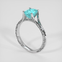 1.38 Ct. Greenish Blue Paraiba Tourmaline Ring, 10K White Gold 2