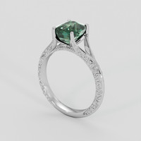2.55 Ct. Bluish Green Sapphire Ring, 10K White Gold 2