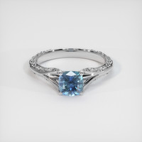 1.05 Ct. Greenish Blue Sapphire Ring, 10K White Gold 1