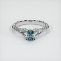 0.92 Ct. Greenish Blue Sapphire Ring, 10K White Gold 1