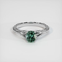0.84 Ct. Greenish Blue Sapphire Ring, 10K White Gold 1