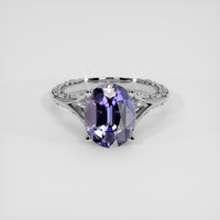 3.55 Ct. Violetish Blue Tanzanite Ring, 14K White Gold 1