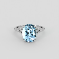 3.96 Ct. Blue Aquamarine Ring, 14K White Gold 1
