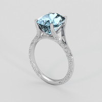 3.96 Ct. Blue Aquamarine Ring, 14K White Gold 2