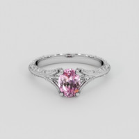 0.85 Ct. Pink Sapphire Ring, 14K White Gold 1