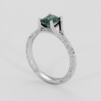 1.18 Ct. Bluish Green Sapphire Ring, 14K White Gold 2