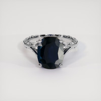 5.33 Ct. Blue Sapphire Ring, 14K White Gold 1